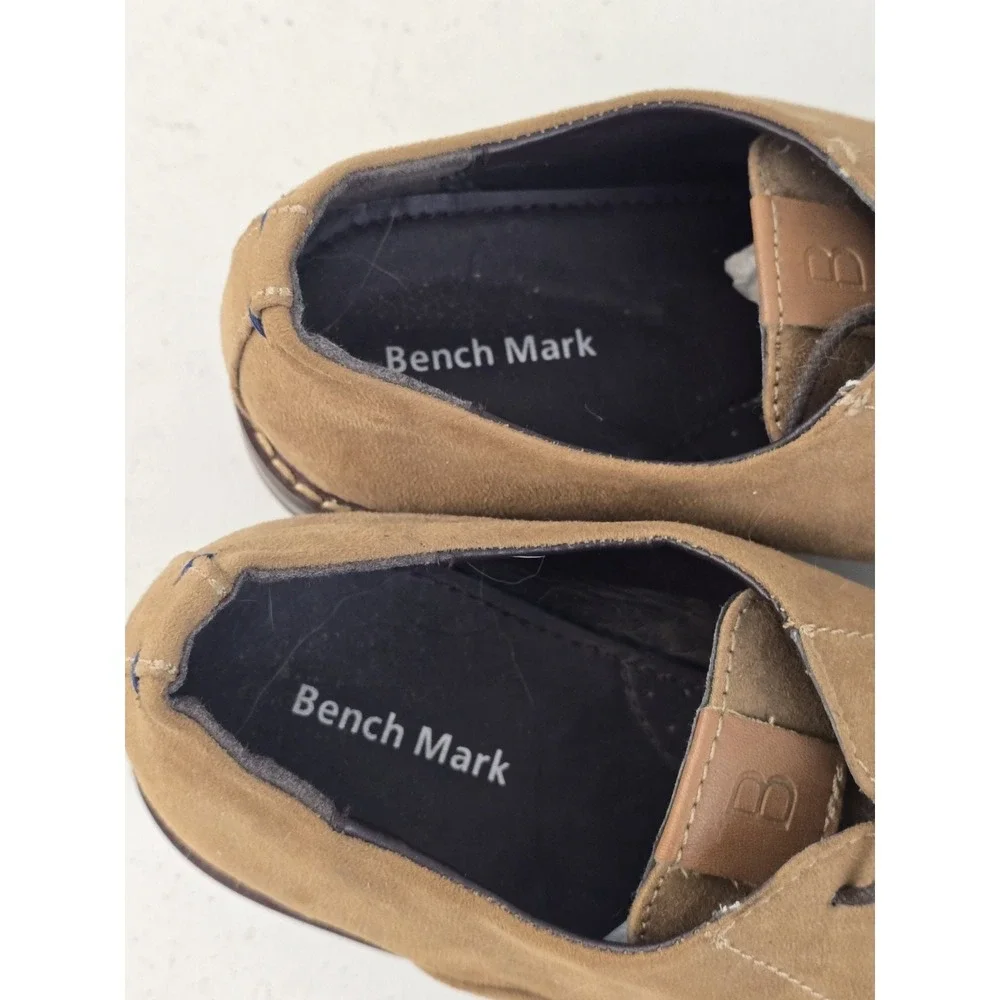 Bench Mark Lace-up‎ Cap Toe Oxford Dress Shoe Brown Suede Tan Mens Size 8.5M